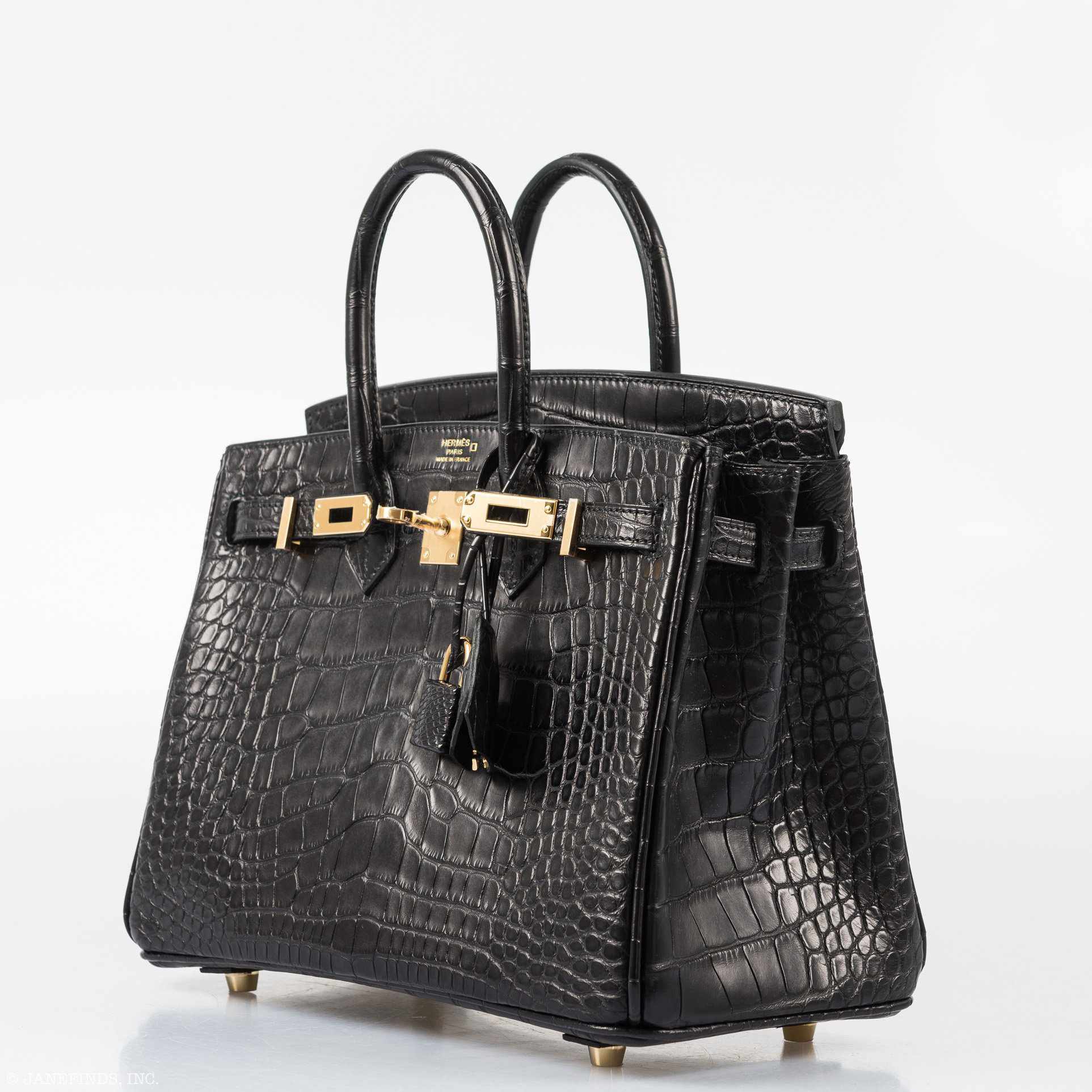 HermÃƒÆ’Ã‚Â¨s Birkin 25 Black Matte Alligator Gold Hardware