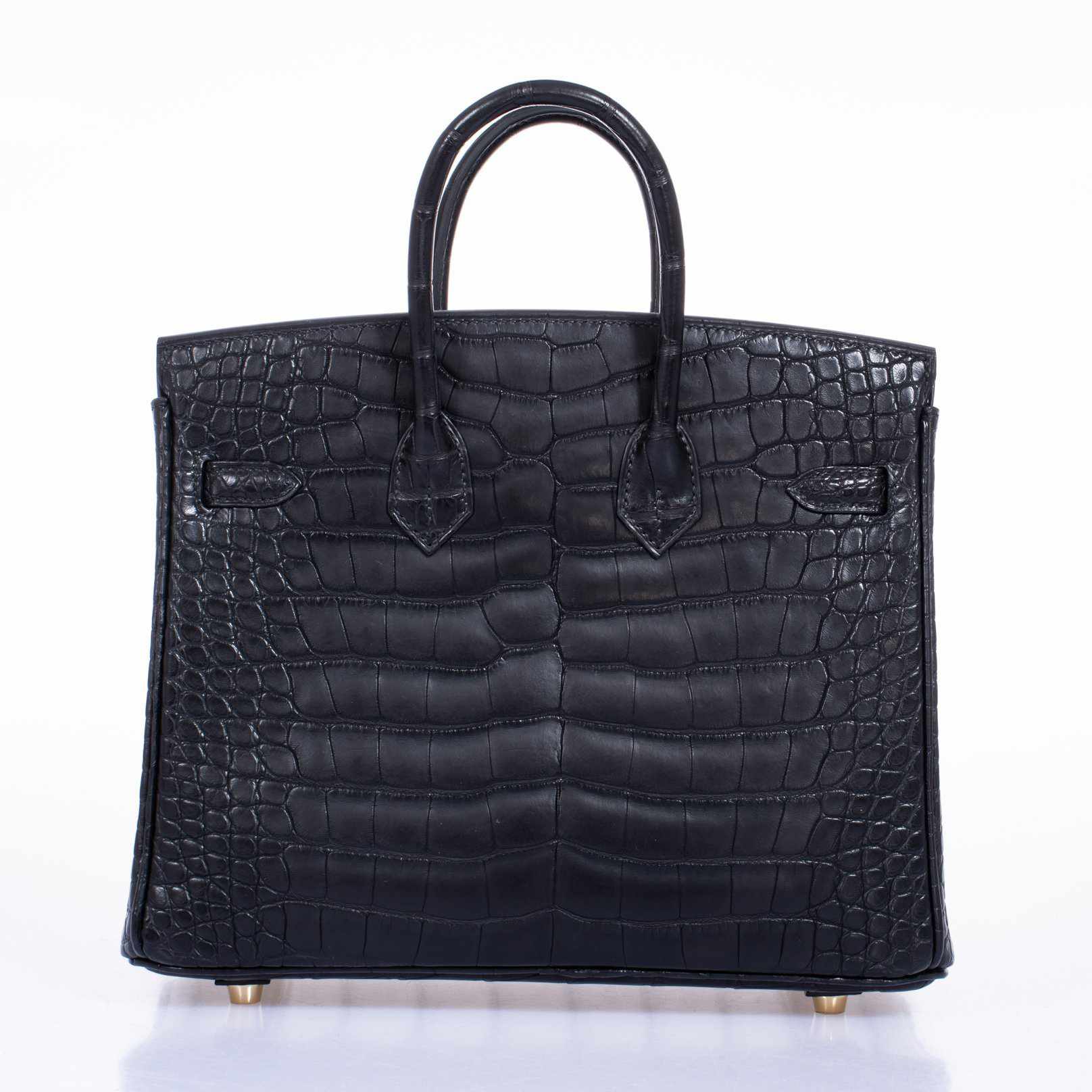 HermÃƒÆ’Ã‚Â¨s Birkin 25 Black Matte Alligator Gold Hardware