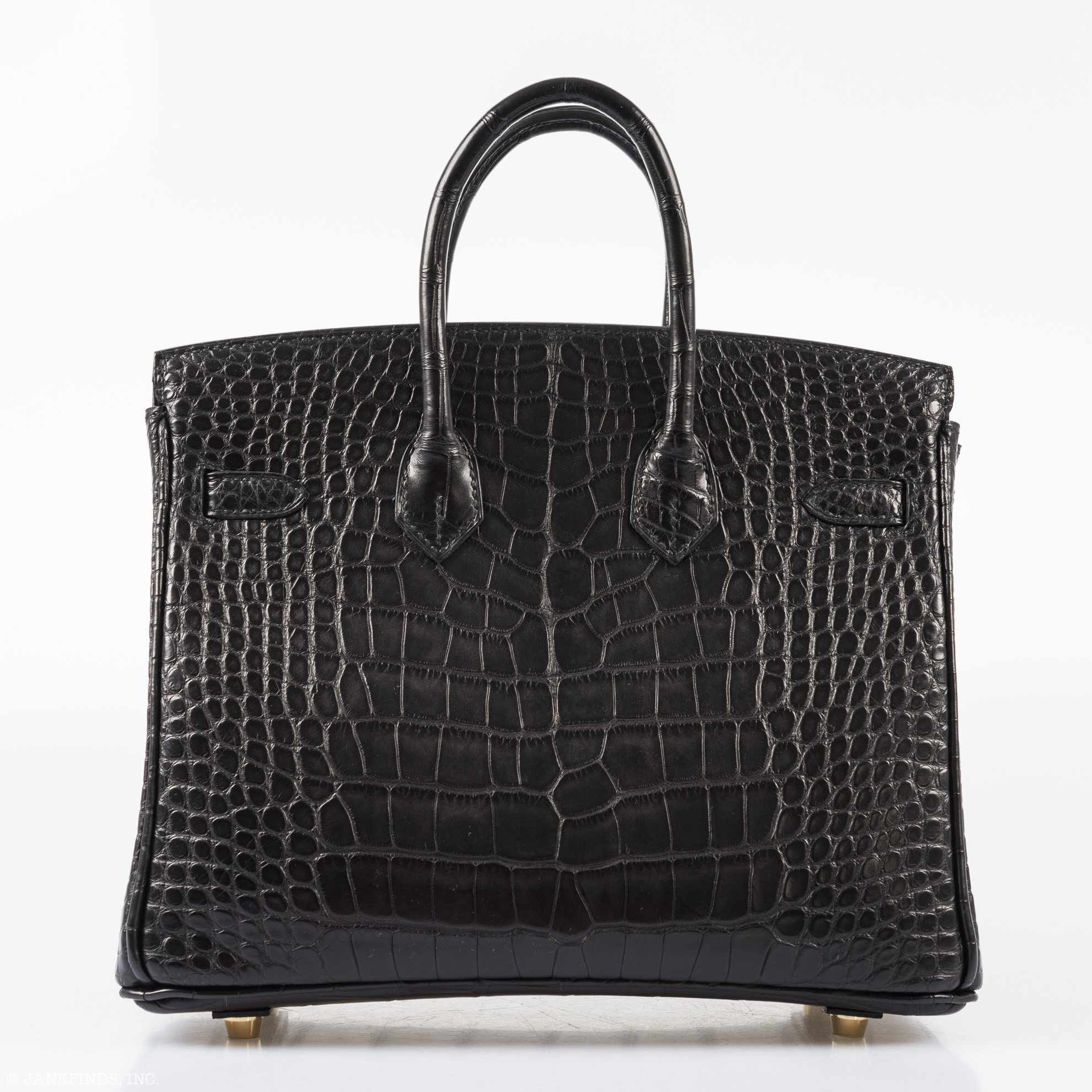 HermÃƒÆ’Ã‚Â¨s Birkin 25 Black Matte Alligator Gold Hardware