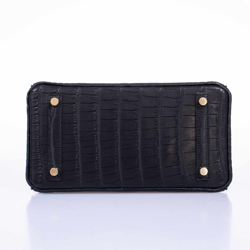 HermÃƒÆ’Ã‚Â¨s Birkin 25 Black Matte Alligator Gold Hardware