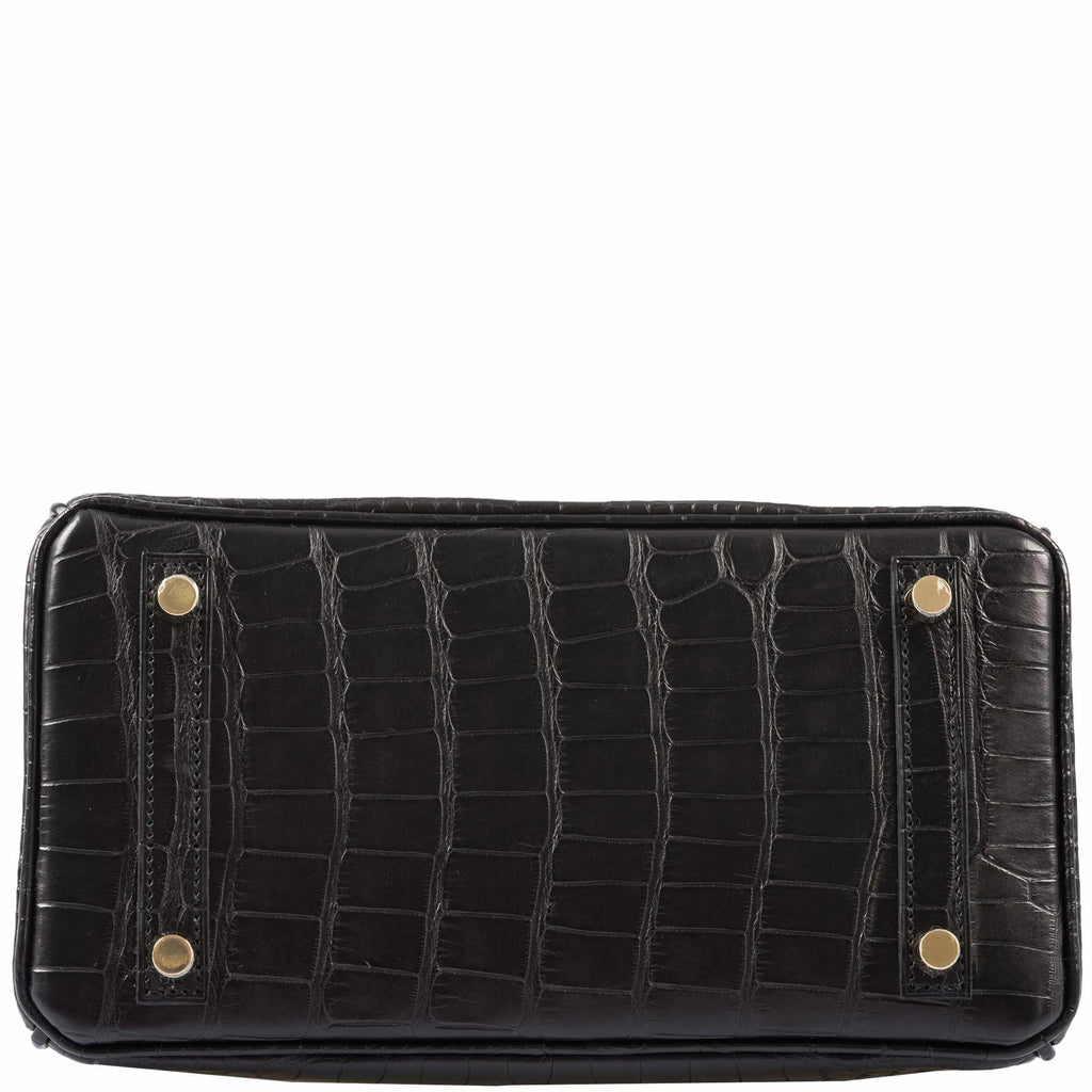 HermÃƒÆ’Ã‚Â¨s Birkin 25 Black Matte Alligator Gold Hardware