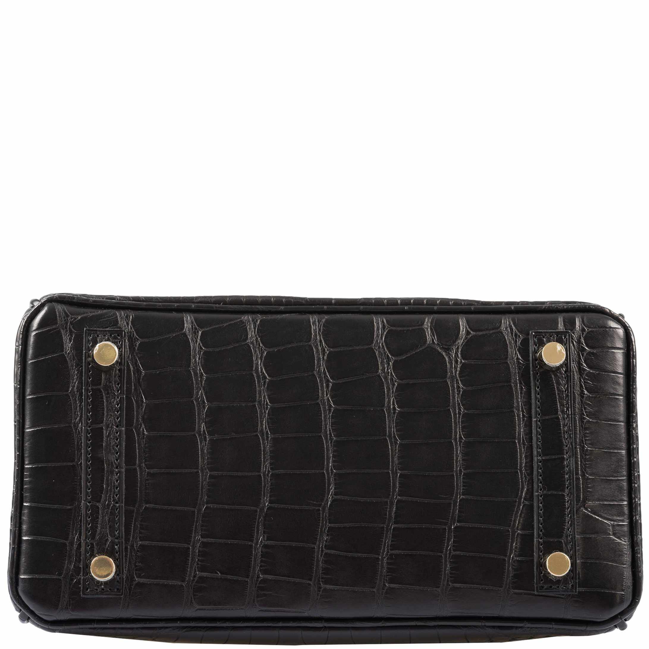 HermÃƒÆ’Ã‚Â¨s Birkin 25 Black Matte Alligator Gold Hardware