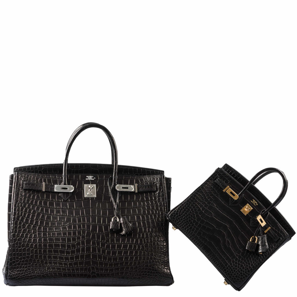 HermÃƒÆ’Ã‚Â¨s Birkin 25 Black Matte Alligator Gold Hardware