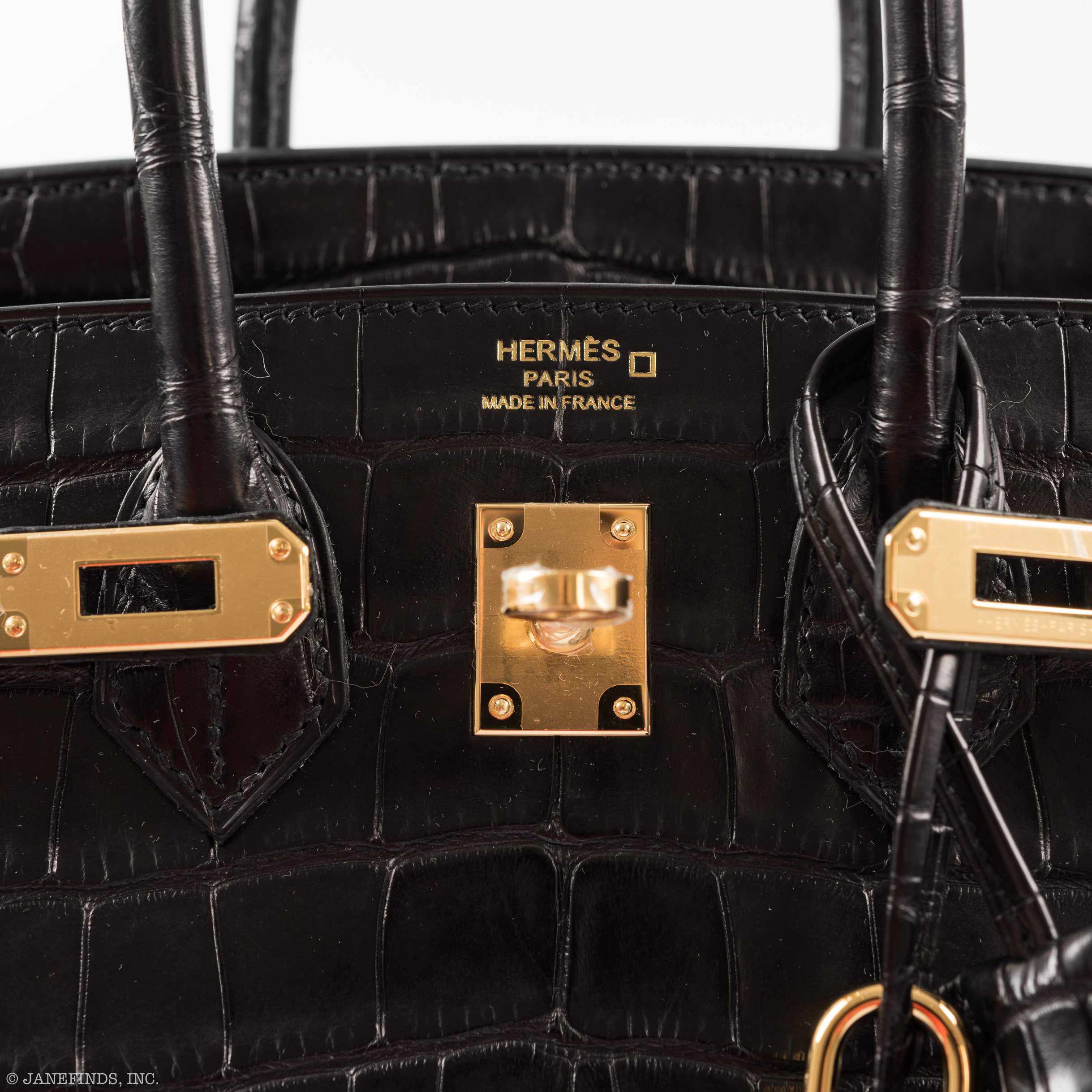 HermÃƒÆ’Ã‚Â¨s Birkin 25 Black Matte Alligator Gold Hardware