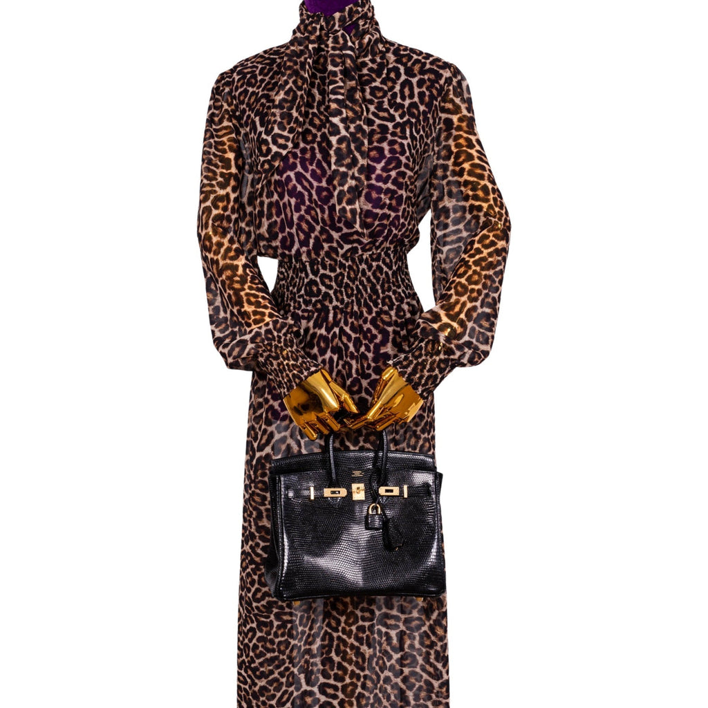 HermÃƒÆ’Ã‚Â¨s Birkin 25 Black Nilo Lizard Gold Hardware