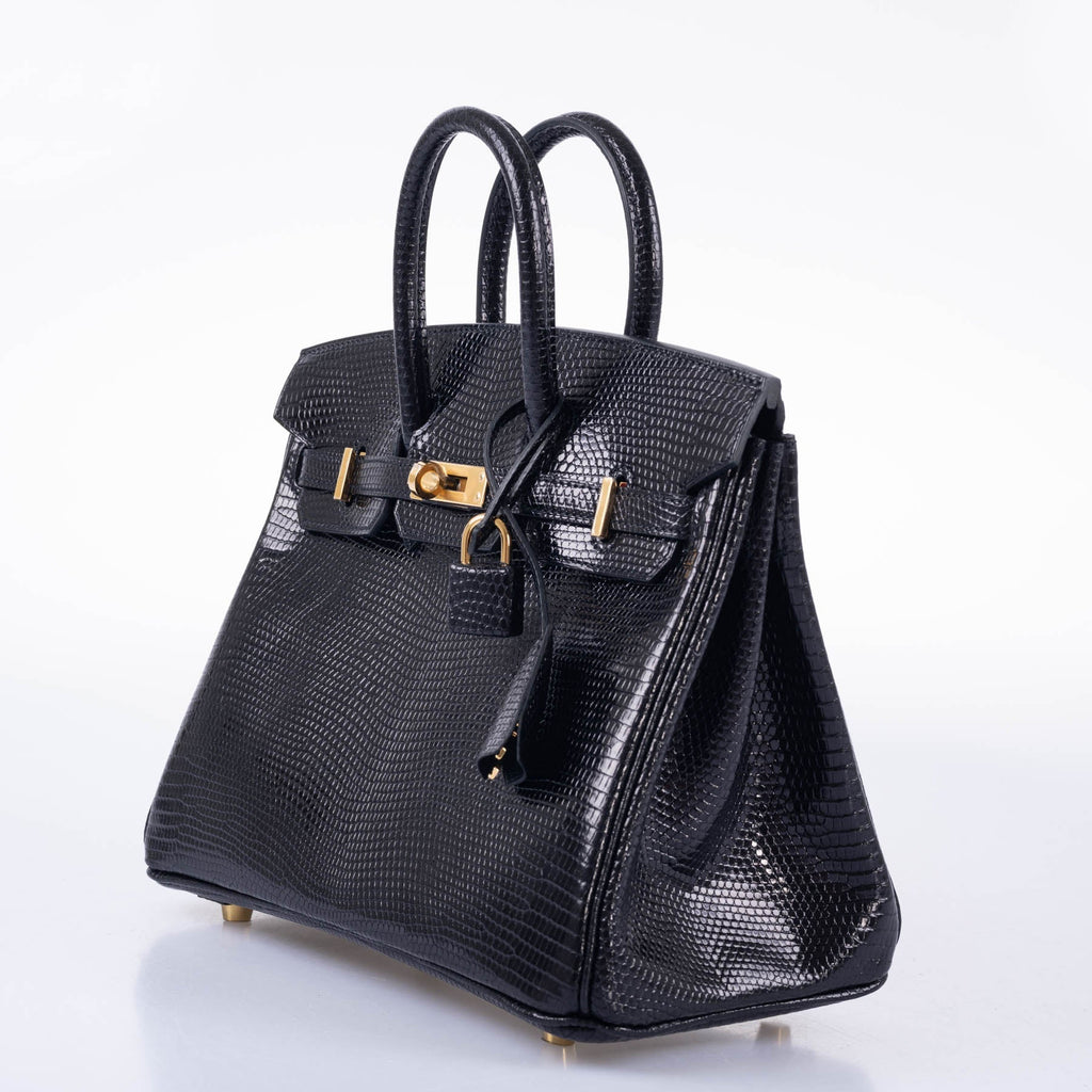 HermÃƒÆ’Ã‚Â¨s Birkin 25 Black Nilo Lizard Gold Hardware