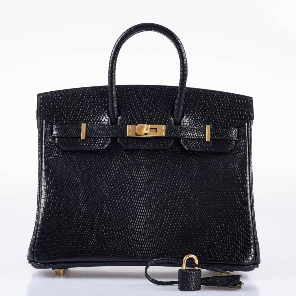 HermÃƒÆ’Ã‚Â¨s Birkin 25 Black Nilo Lizard Gold Hardware
