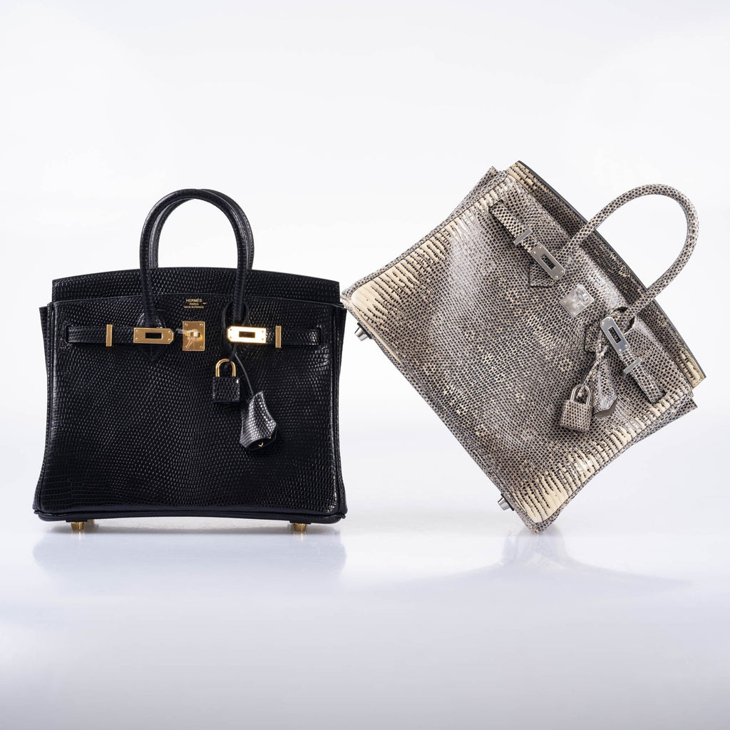 HermÃƒÆ’Ã‚Â¨s Birkin 25 Black Nilo Lizard Gold Hardware