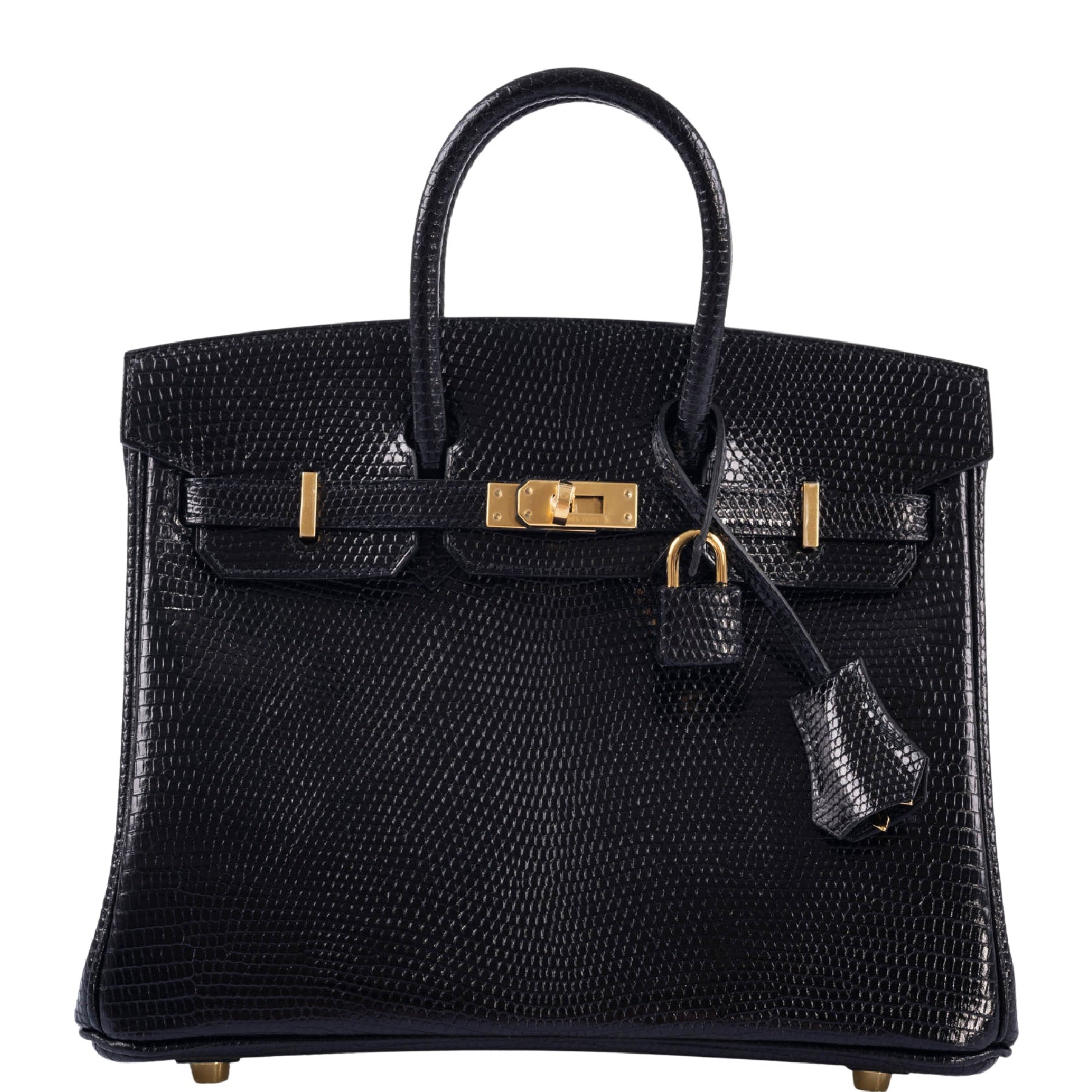 HermÃƒÆ’Ã‚Â¨s Birkin 25 Black Nilo Lizard Gold Hardware