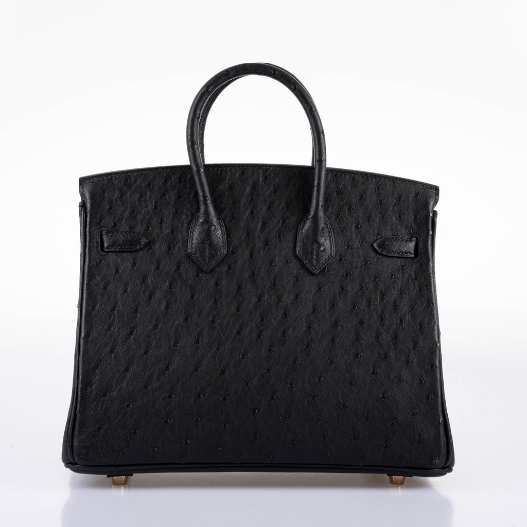 HermÃƒÆ’Ã‚Â¨s Birkin 25 Black Ostrich Rose Gold Hardware - 2021, Z