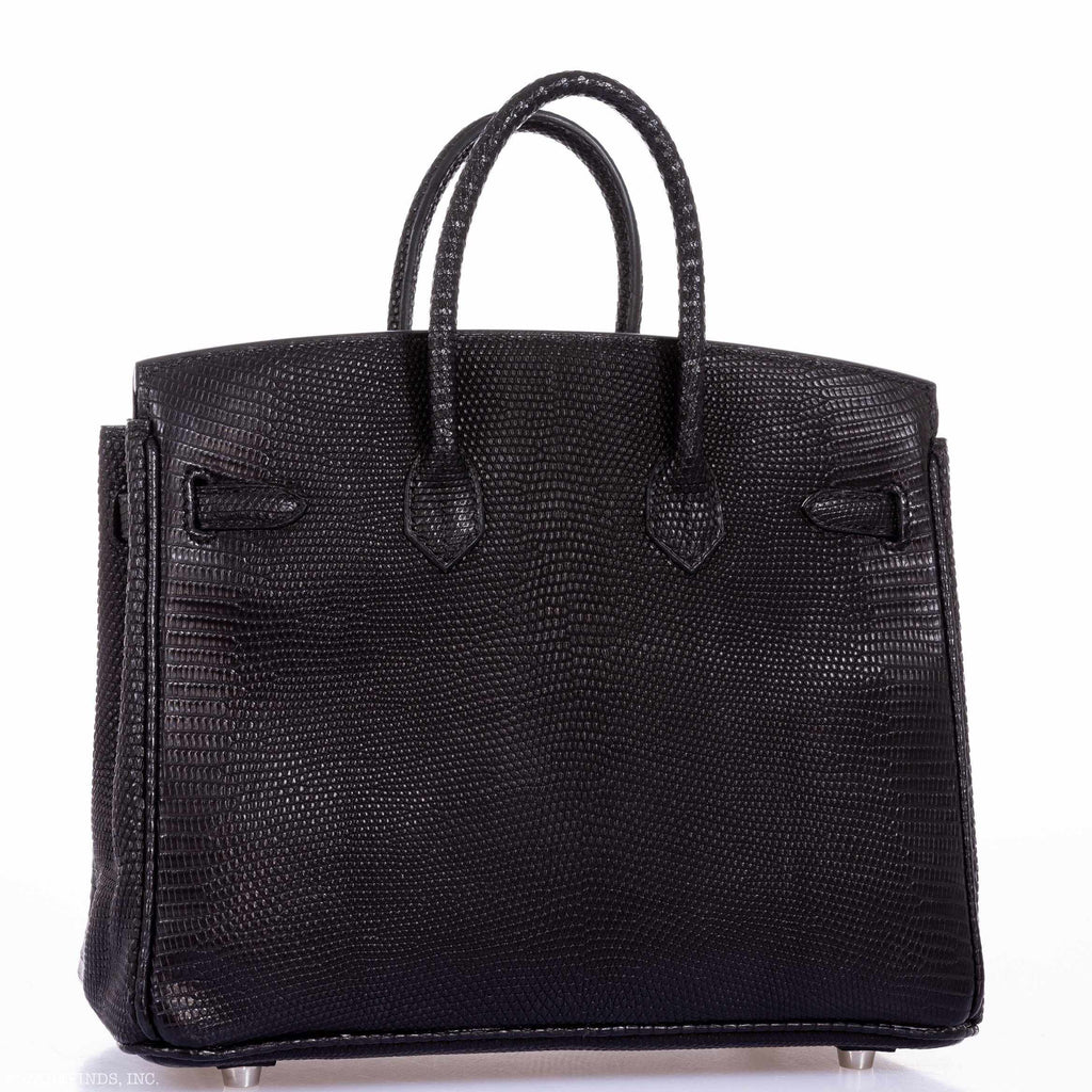 HermÃƒÆ’Ã‚Â¨s Birkin 25 Black Salvator Lizard With Jacob & Co. White Gold & Diamond Hardware