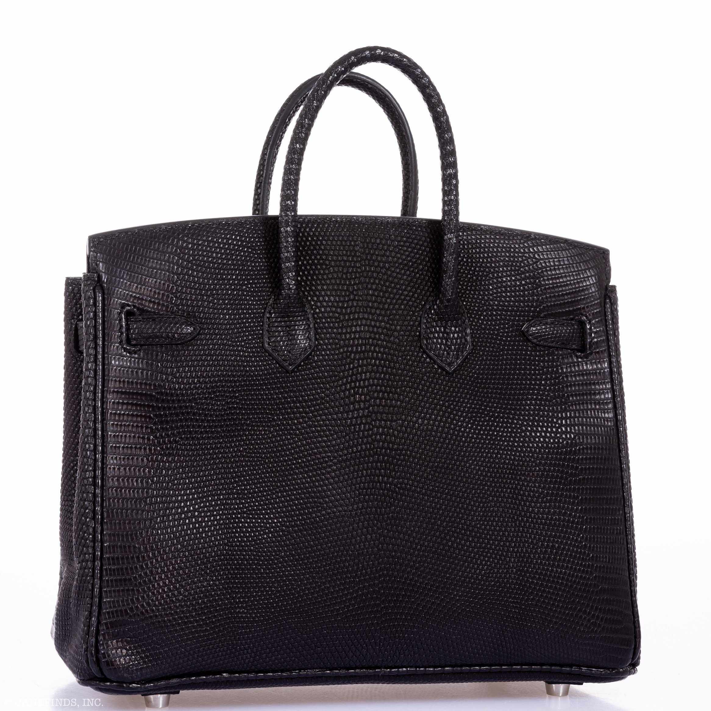 HermÃƒÆ’Ã‚Â¨s Birkin 25 Black Salvator Lizard With Jacob & Co. White Gold & Diamond Hardware