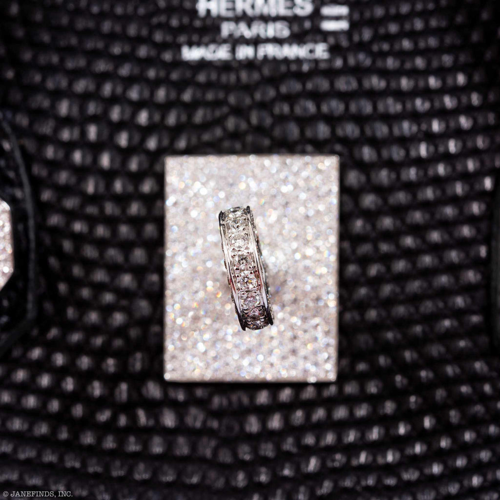 HermÃƒÆ’Ã‚Â¨s Birkin 25 Black Salvator Lizard With Jacob & Co. White Gold & Diamond Hardware