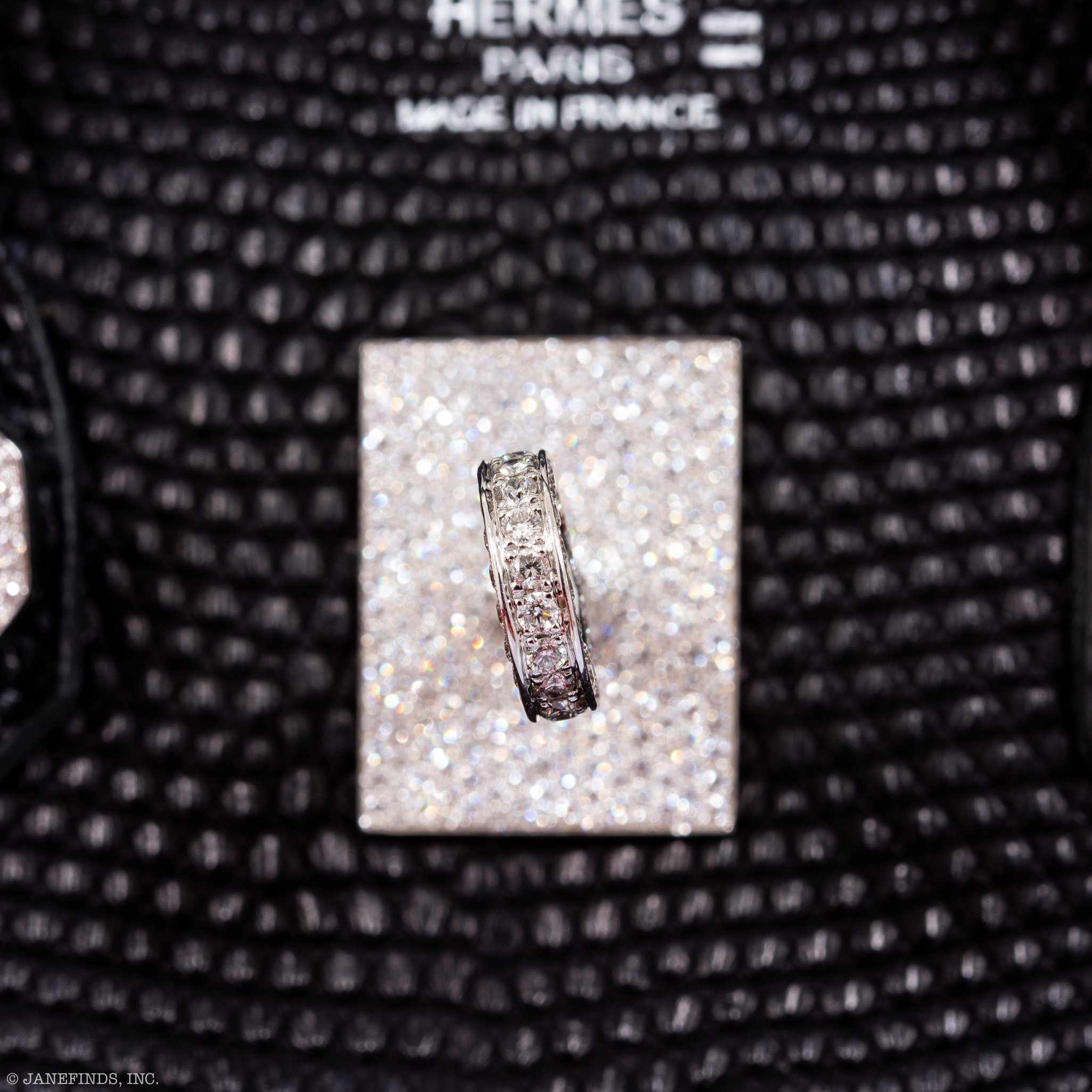HermÃƒÆ’Ã‚Â¨s Birkin 25 Black Salvator Lizard With Jacob & Co. White Gold & Diamond Hardware