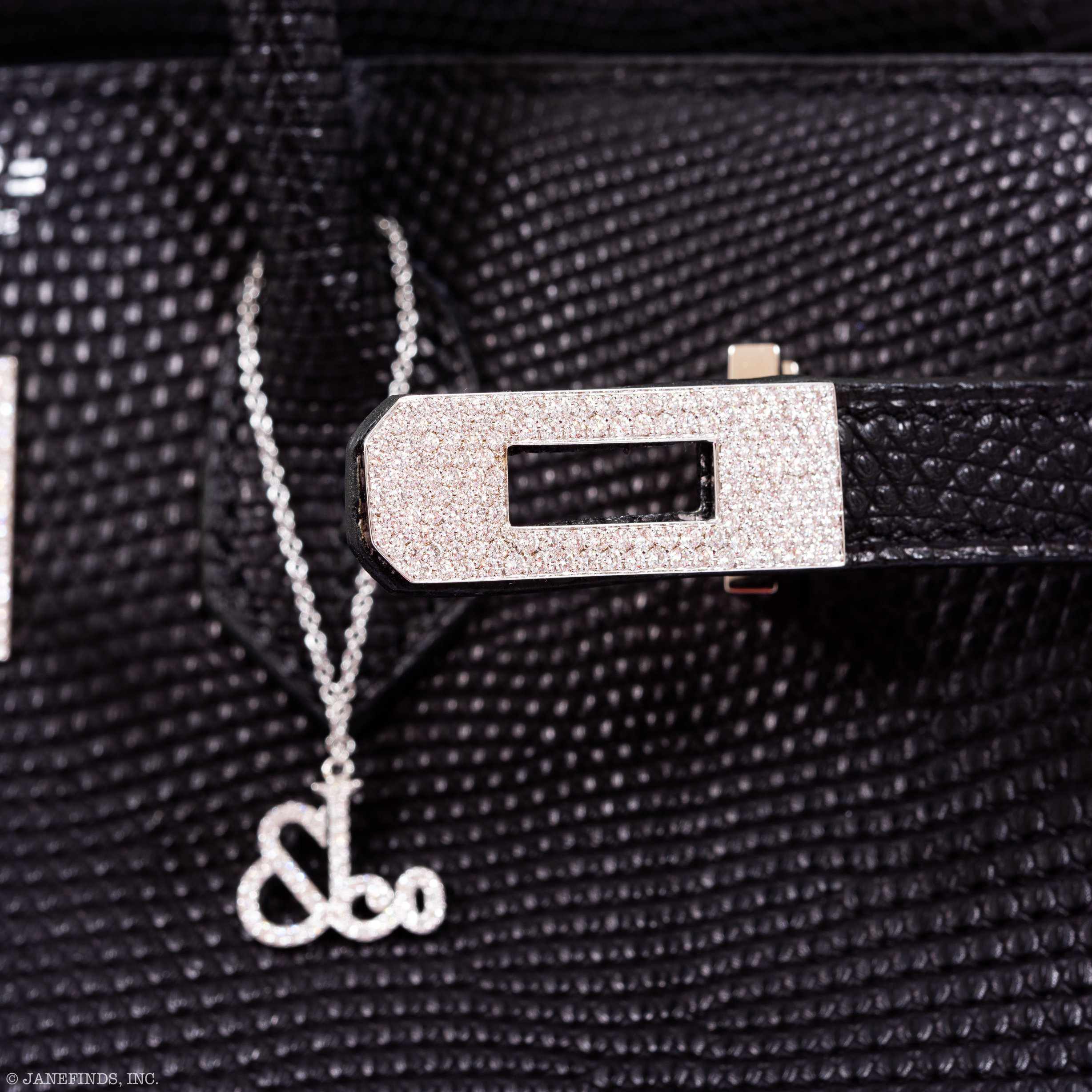 HermÃƒÆ’Ã‚Â¨s Birkin 25 Black Salvator Lizard With Jacob & Co. White Gold & Diamond Hardware