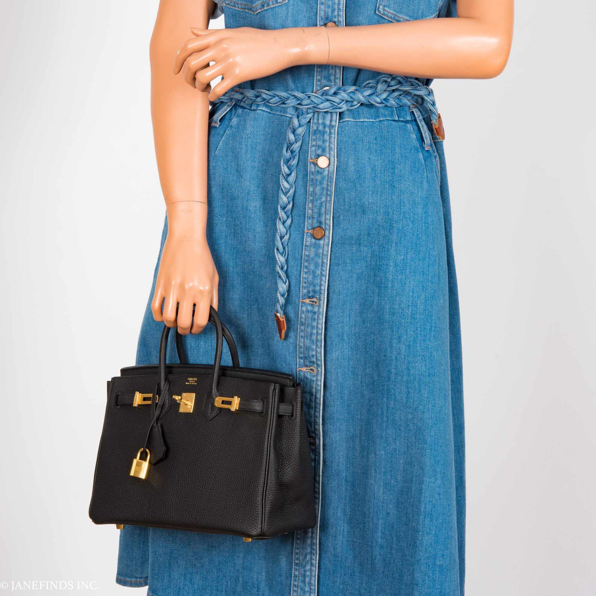 HermÃƒÆ’Ã‚Â¨s Birkin 25 Black Togo Gold Hardware