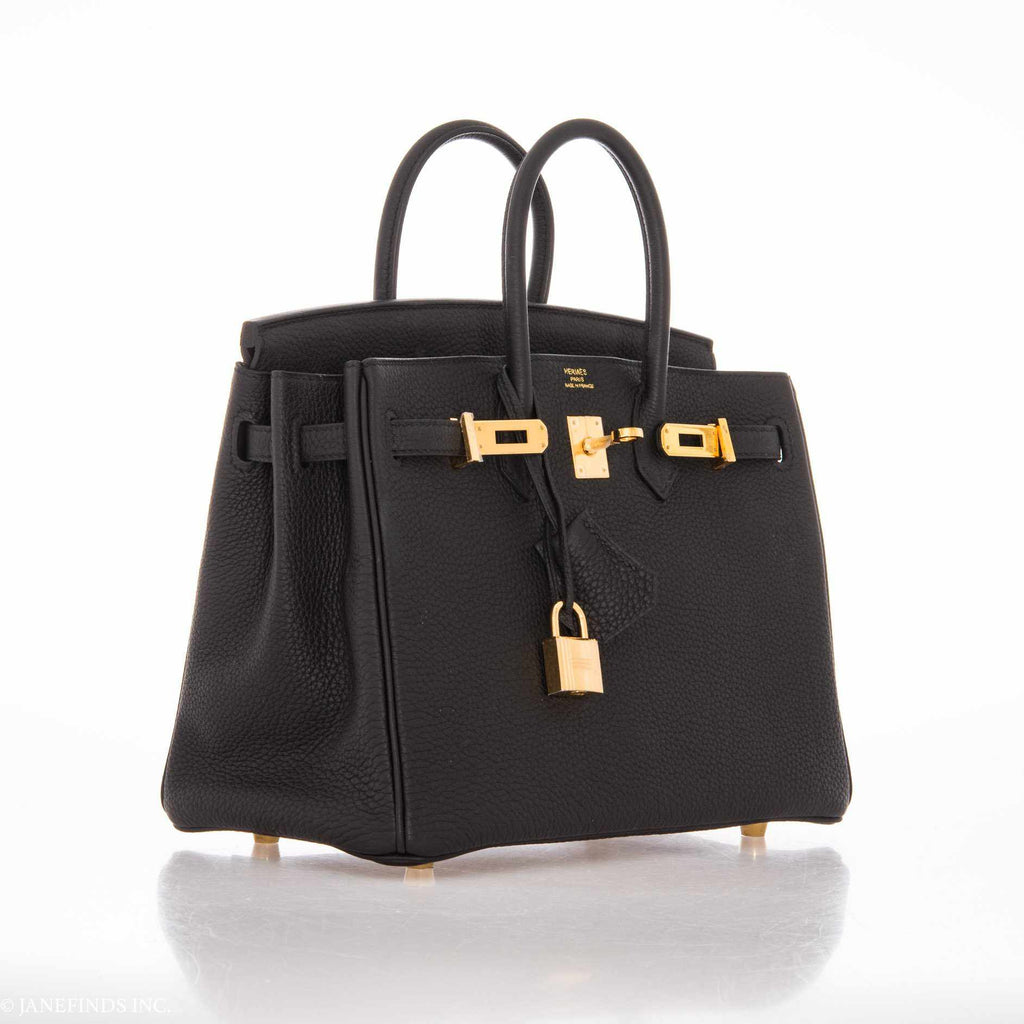 HermÃƒÆ’Ã‚Â¨s Birkin 25 Black Togo Gold Hardware