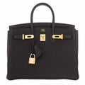 HermÃƒÆ’Ã‚Â¨s Birkin 25 Black Togo Gold Hardware