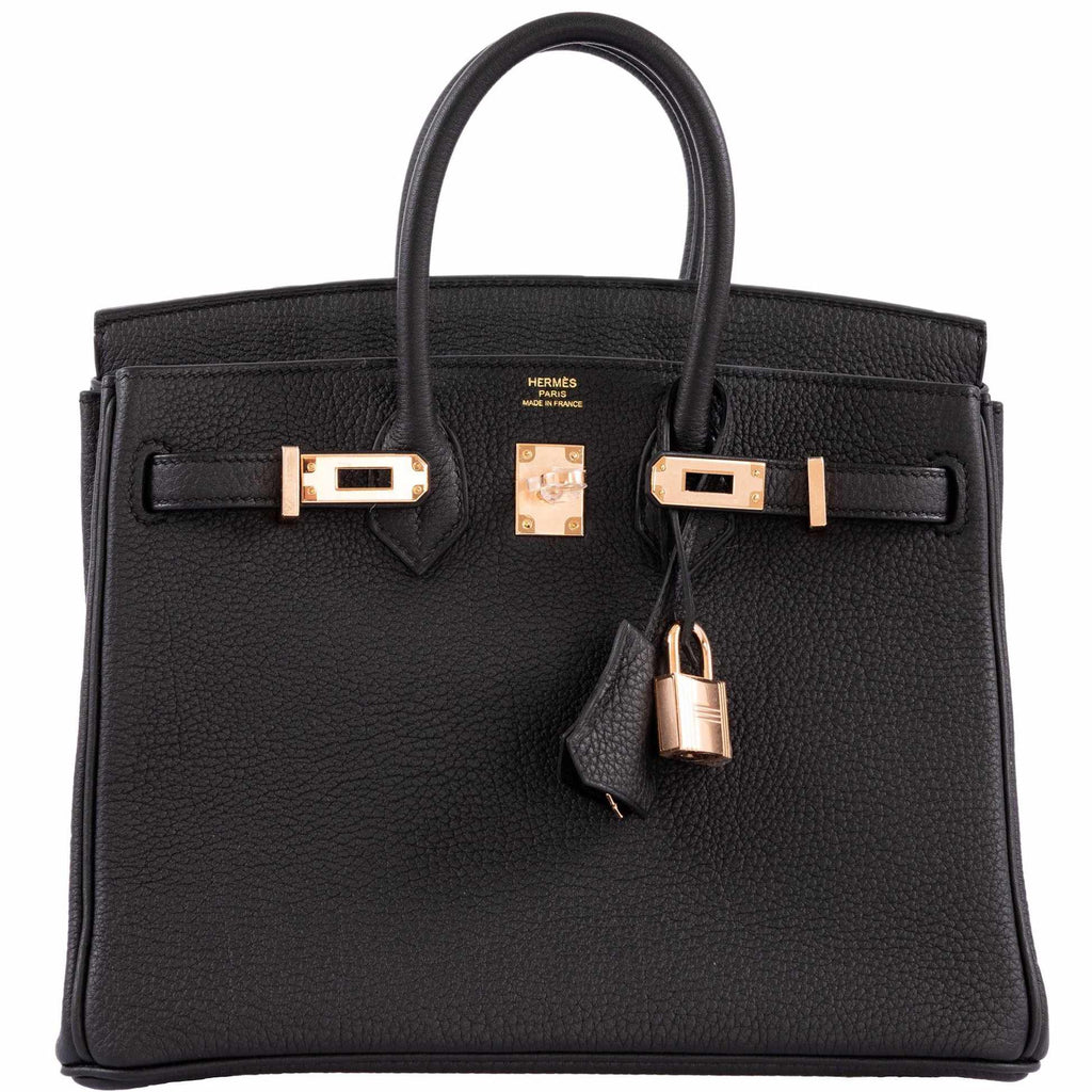 HermÃƒÆ’Ã‚Â¨s Birkin 25 Black Togo Rose Gold Hardware - 2020, Y