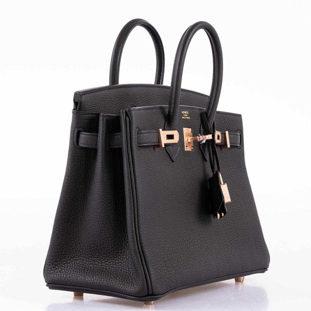 HermÃƒÆ’Ã‚Â¨s Birkin 25 Black Togo Rose Gold Hardware