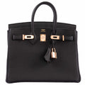 HermÃƒÆ’Ã‚Â¨s Birkin 25 Black Togo Rose Gold Hardware