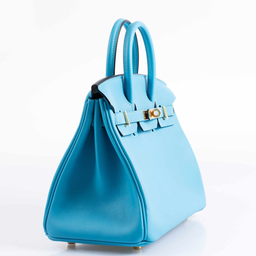 HermÃƒÆ’Ã‚Â¨s Birkin 25 Bleu Bleu du Nord Swift Gold Hardware