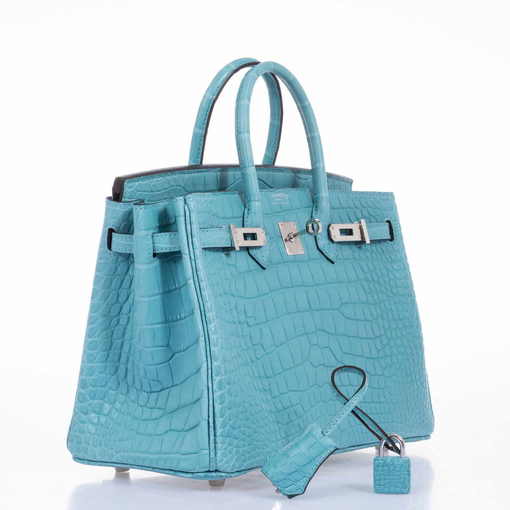 HermÃƒÆ’Ã‚Â¨s Birkin 25 Blue Saint Cyr Matte Alligator Palladium Hardware