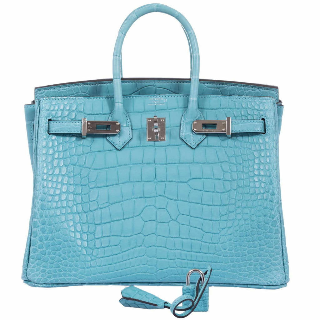 HermÃƒÆ’Ã‚Â¨s Birkin 25 Blue Saint Cyr Matte Alligator Palladium Hardware