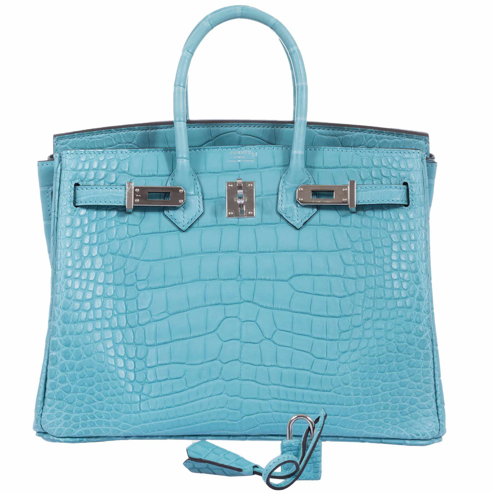 HermÃƒÆ’Ã‚Â¨s Birkin 25 Blue Saint Cyr Matte Alligator Palladium Hardware