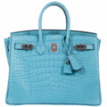 HermÃƒÆ’Ã‚Â¨s Birkin 25 Blue Saint Cyr Matte Alligator Palladium Hardware