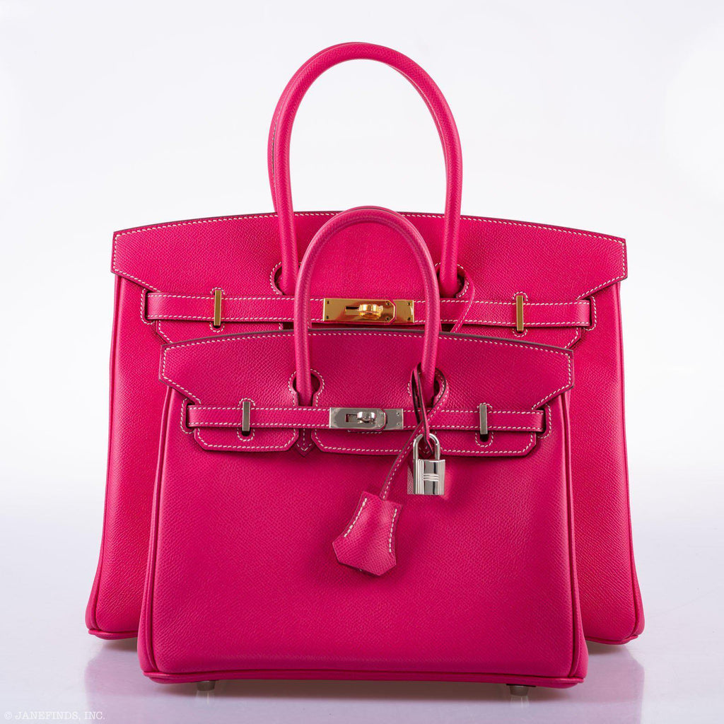 HermÃƒÆ’Ã‚Â¨s Birkin 25 Candy Collection Rose Tyrien Epsom Palladium Hardware - Q, Square