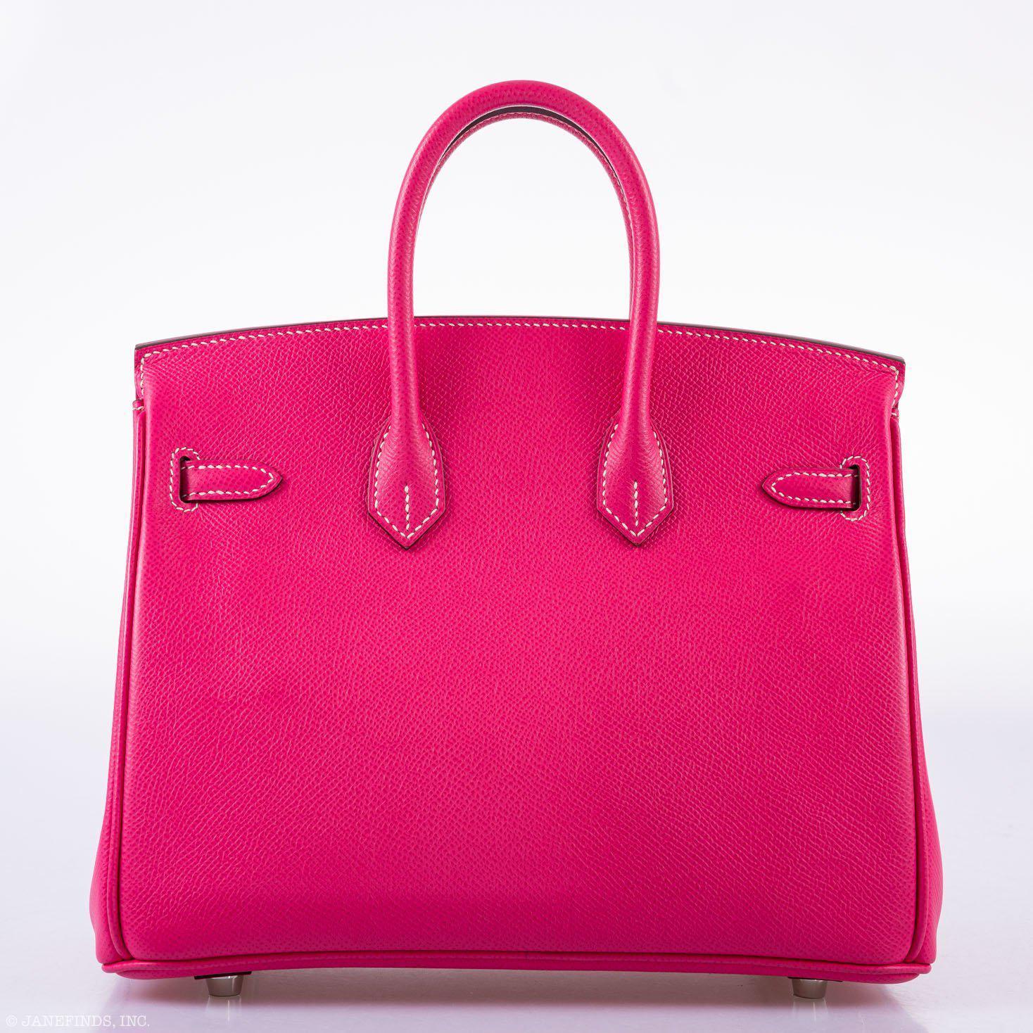 HermÃƒÆ’Ã‚Â¨s Birkin 25 Candy Collection Rose Tyrien Epsom Palladium Hardware - Q, Square