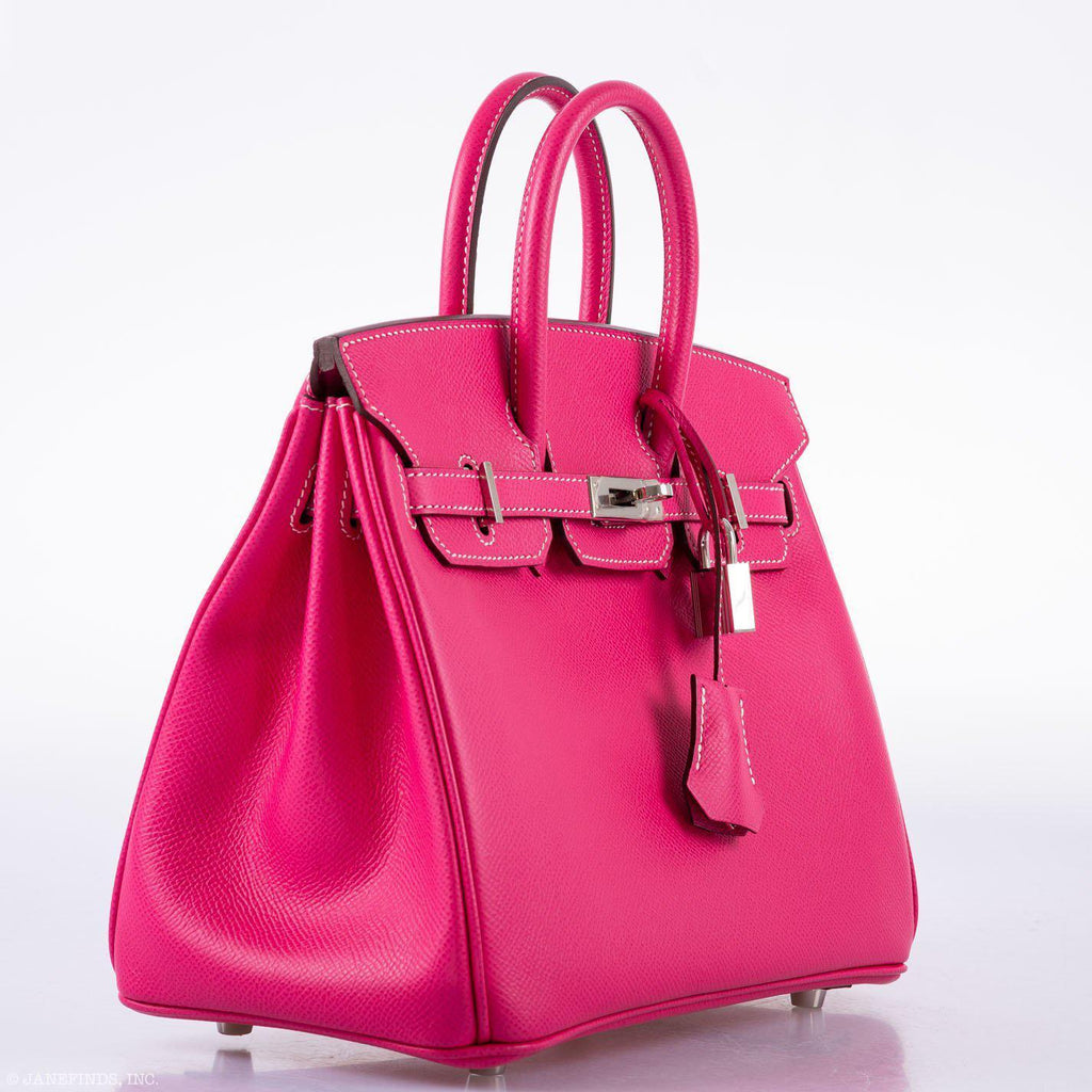 HermÃƒÆ’Ã‚Â¨s Birkin 25 Candy Collection Rose Tyrien Epsom Palladium Hardware - Q, Square