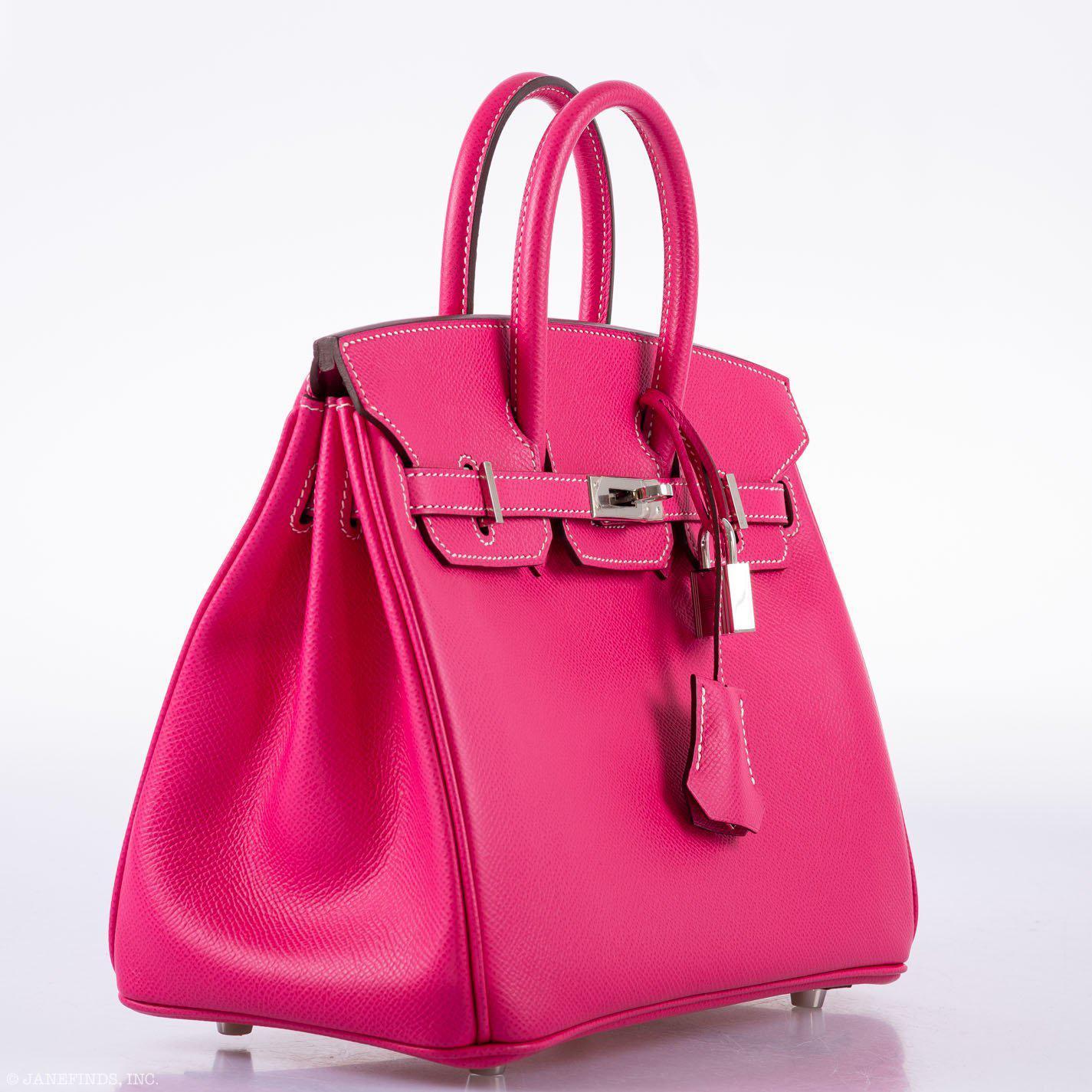 HermÃƒÆ’Ã‚Â¨s Birkin 25 Candy Collection Rose Tyrien Epsom Palladium Hardware - Q, Square