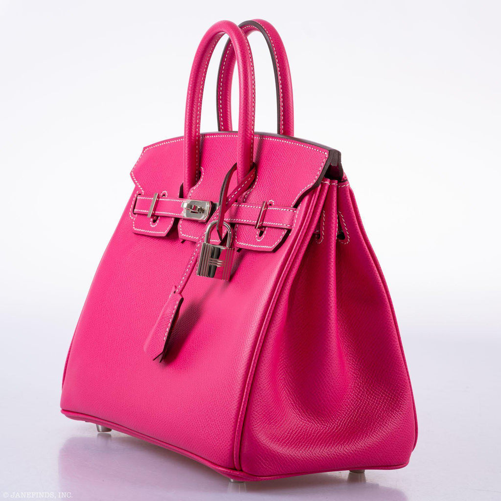 HermÃƒÆ’Ã‚Â¨s Birkin 25 Candy Collection Rose Tyrien Epsom Palladium Hardware - Q, Square