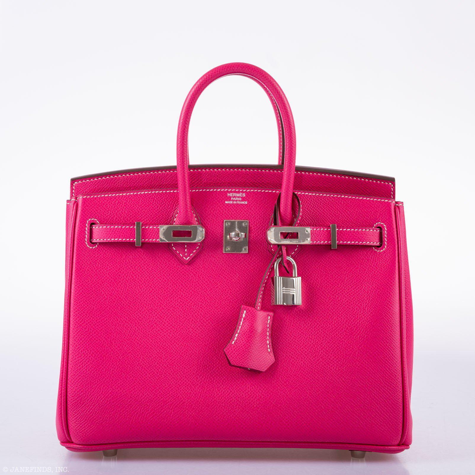 HermÃƒÆ’Ã‚Â¨s Birkin 25 Candy Collection Rose Tyrien Epsom Palladium Hardware - Q, Square