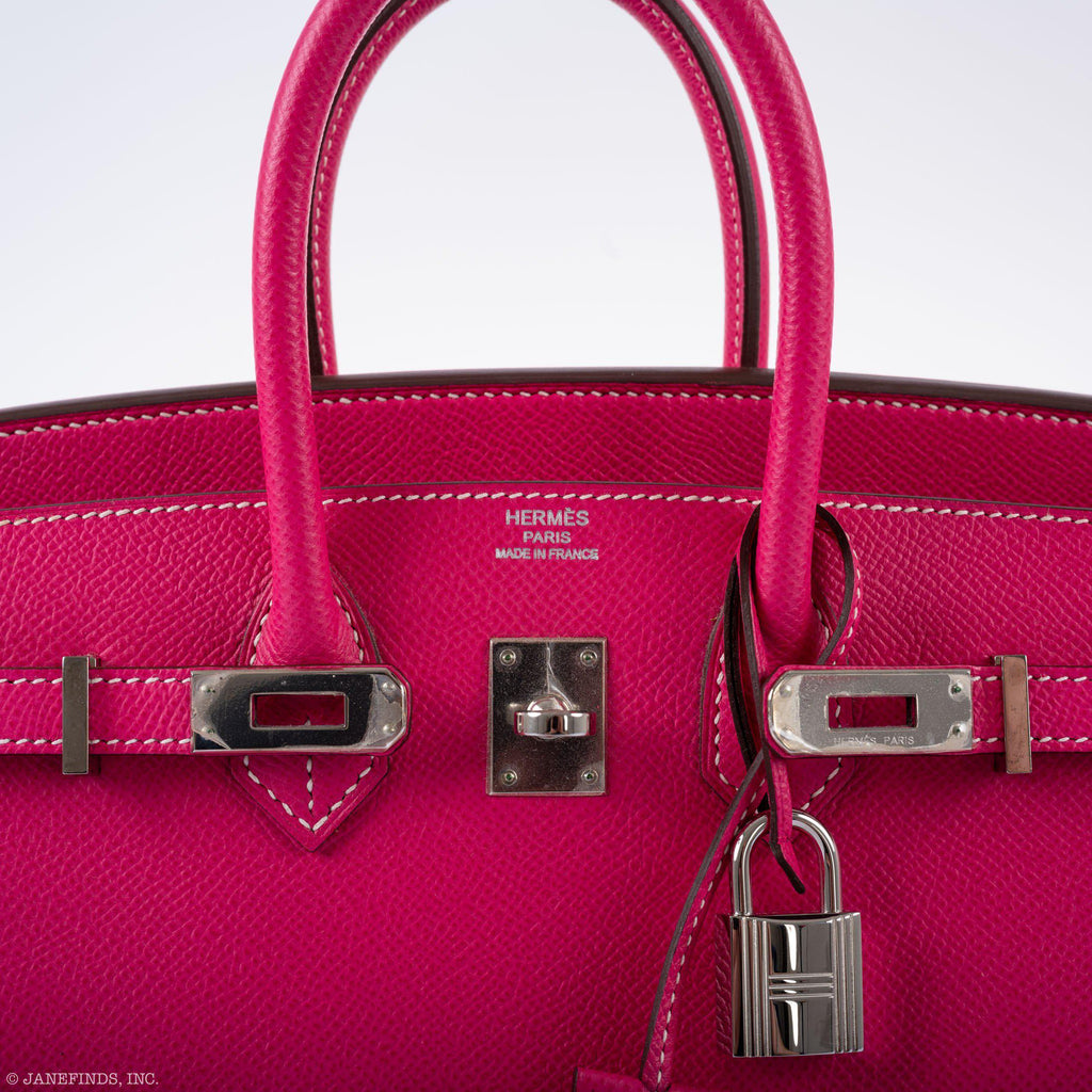 HermÃƒÆ’Ã‚Â¨s Birkin 25 Candy Collection Rose Tyrien Epsom Palladium Hardware - Q, Square