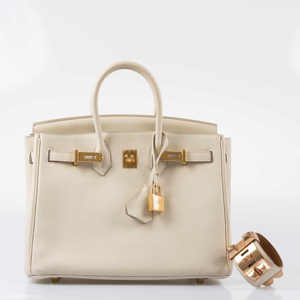 HermÃƒÆ’Ã‚Â¨s Birkin 25 Craie Togo Gold Hardware