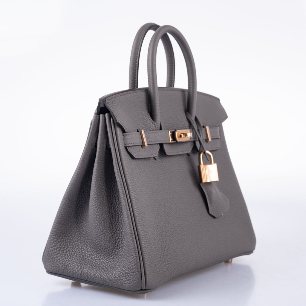 HermÃƒÆ’Ã‚Â¨s Birkin 25 Etain Togo with Rose Gold Hardware