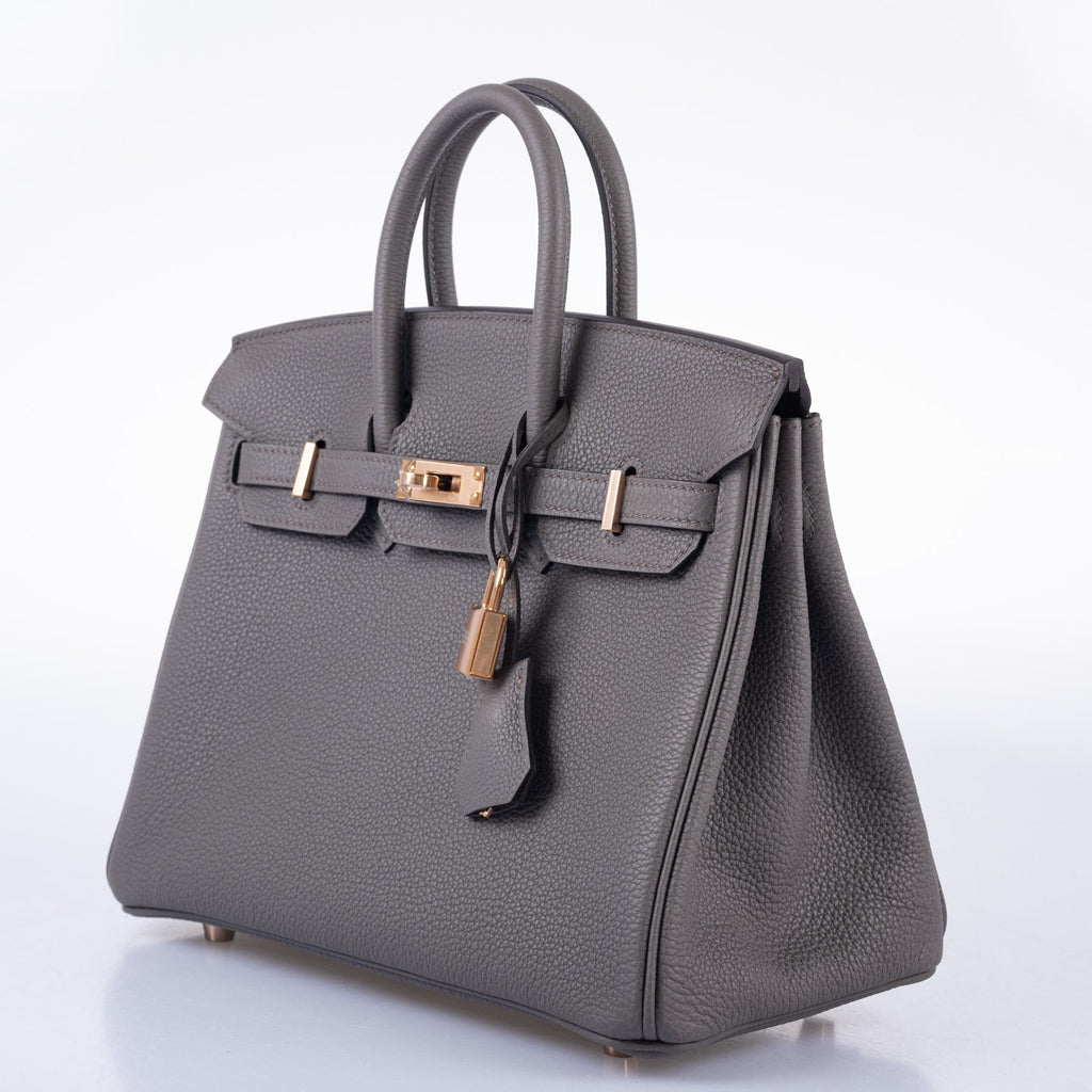HermÃƒÆ’Ã‚Â¨s Birkin 25 Etain Togo with Rose Gold Hardware