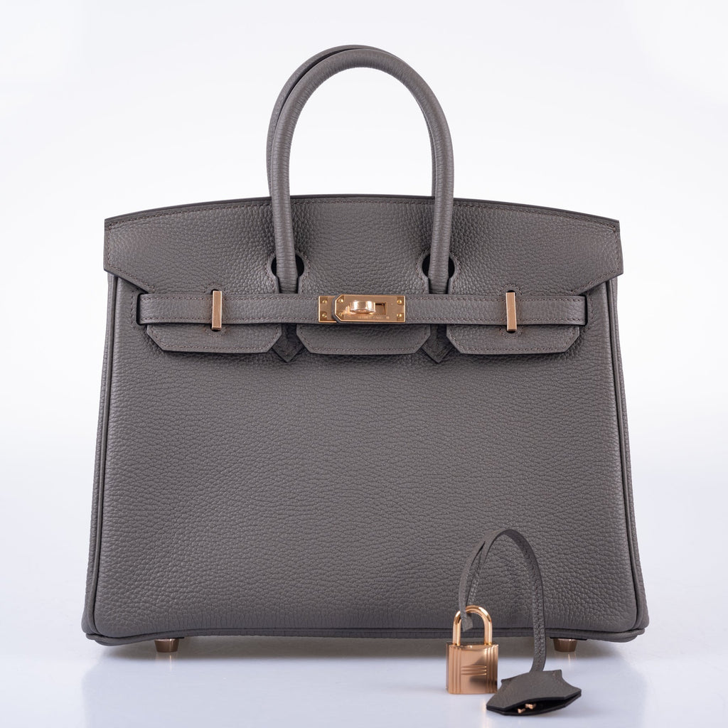 HermÃƒÆ’Ã‚Â¨s Birkin 25 Etain Togo with Rose Gold Hardware