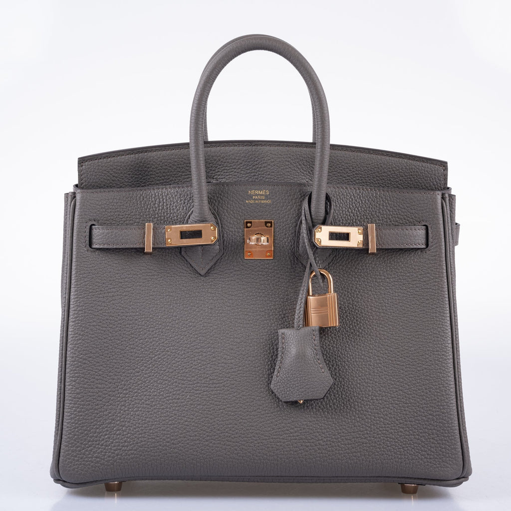 HermÃƒÆ’Ã‚Â¨s Birkin 25 Etain Togo with Rose Gold Hardware