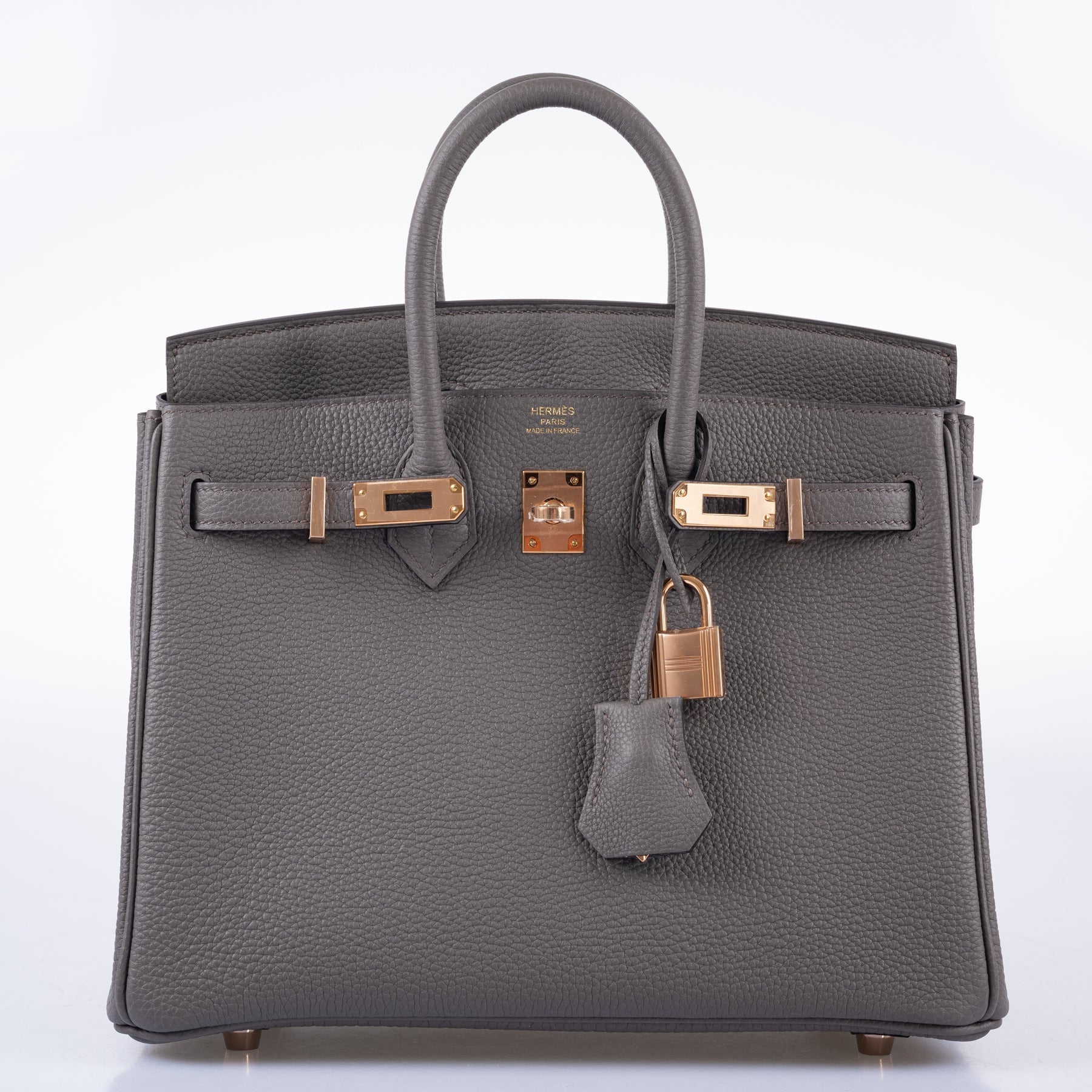 HermÃƒÆ’Ã‚Â¨s Birkin 25 Etain Togo with Rose Gold Hardware