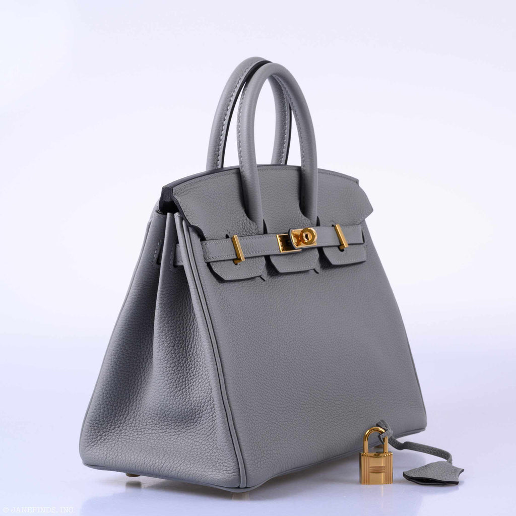 HermÃƒÆ’Ã‚Â¨s Birkin 25 Gris Mouette Togo Gold Hardware