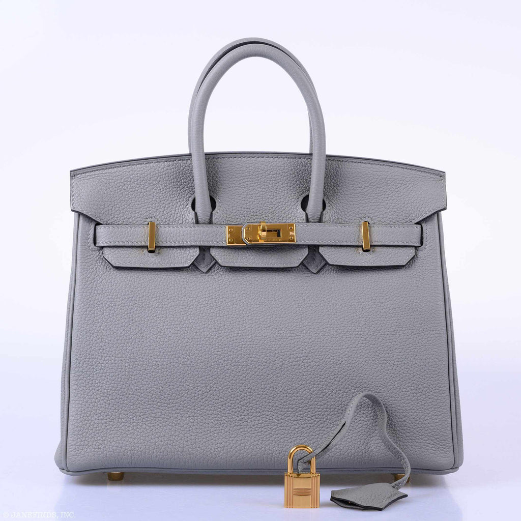 HermÃƒÆ’Ã‚Â¨s Birkin 25 Gris Mouette Togo Gold Hardware