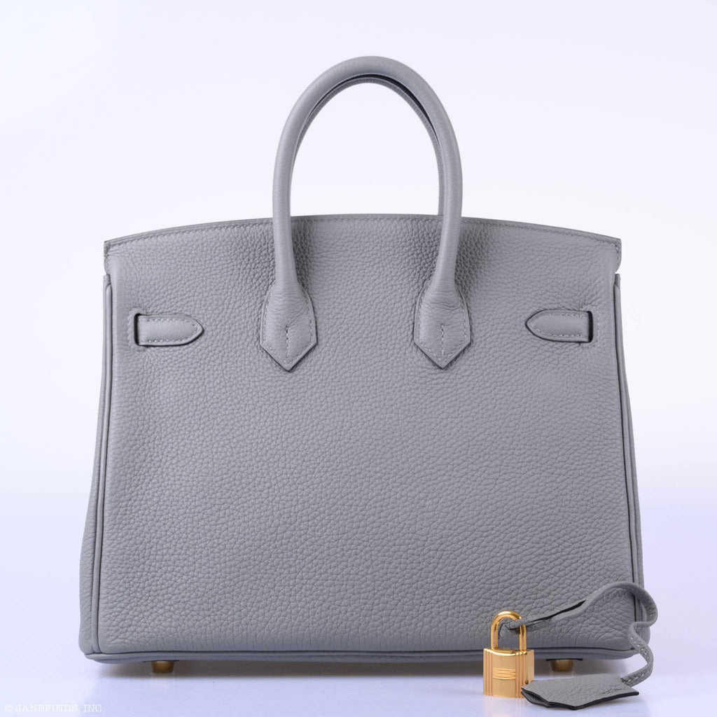 HermÃƒÆ’Ã‚Â¨s Birkin 25 Gris Mouette Togo Gold Hardware