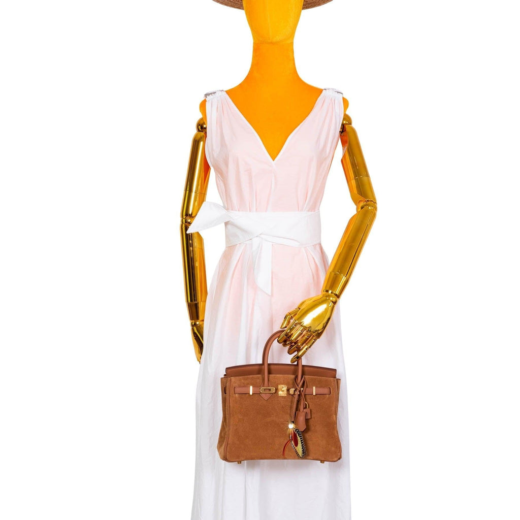 HermÃƒÆ’Ã‚Â¨s Birkin 25 Grizzly Gold Veau Doblis Suede and Gold Swift with Gold Hardware