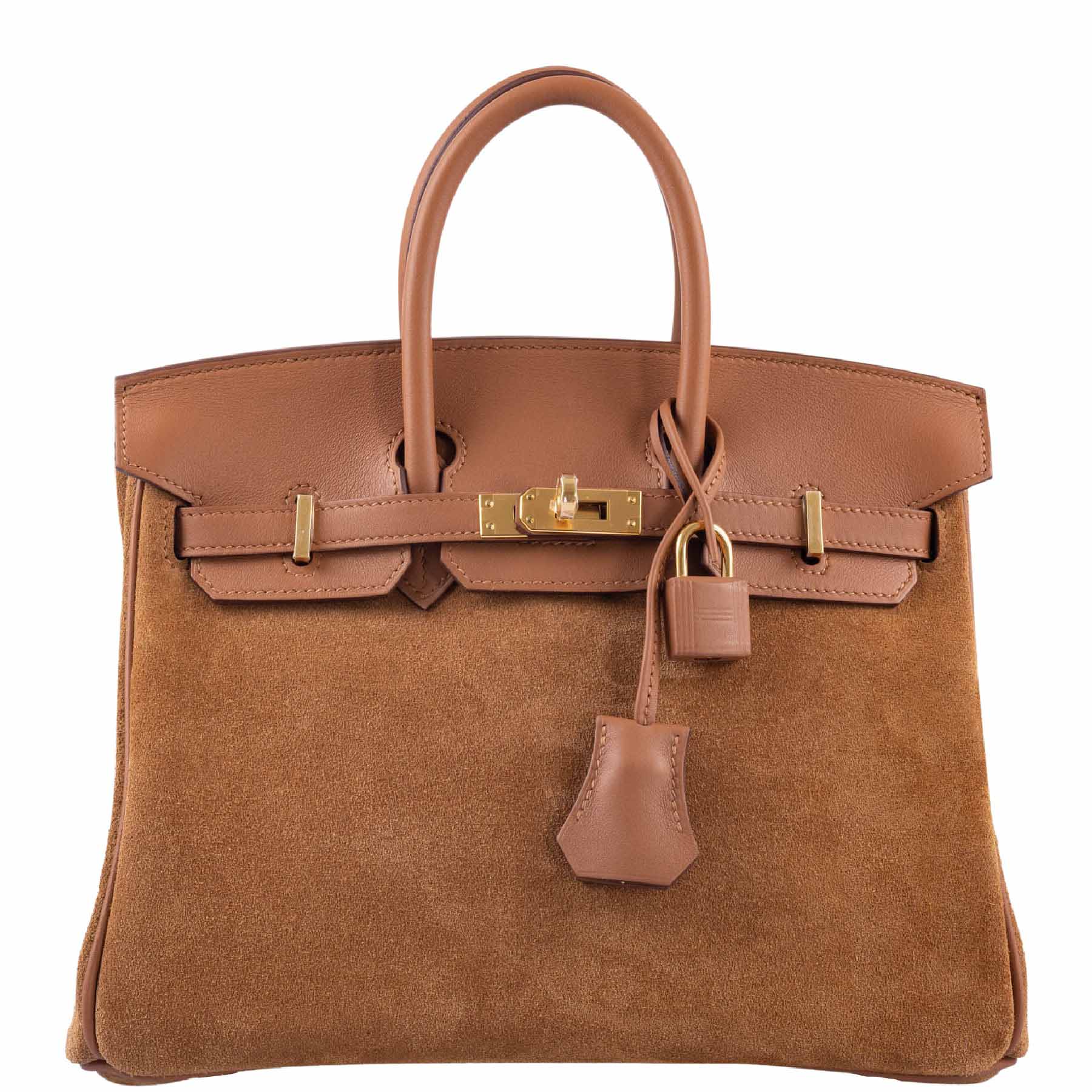 HermÃƒÆ’Ã‚Â¨s Birkin 25 Grizzly Gold Veau Doblis Suede and Gold Swift with Gold Hardware