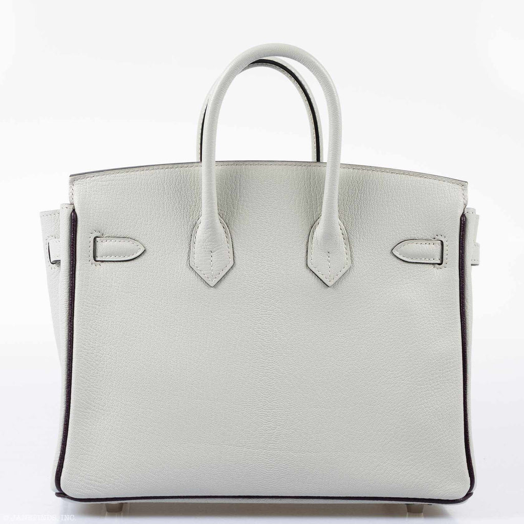 HermÃƒÆ’Ã‚Â¨s Birkin 25 HSS Bi-Color Gris Perle and Raisin Chevre Brushed Palladium Hardware - Special Edition