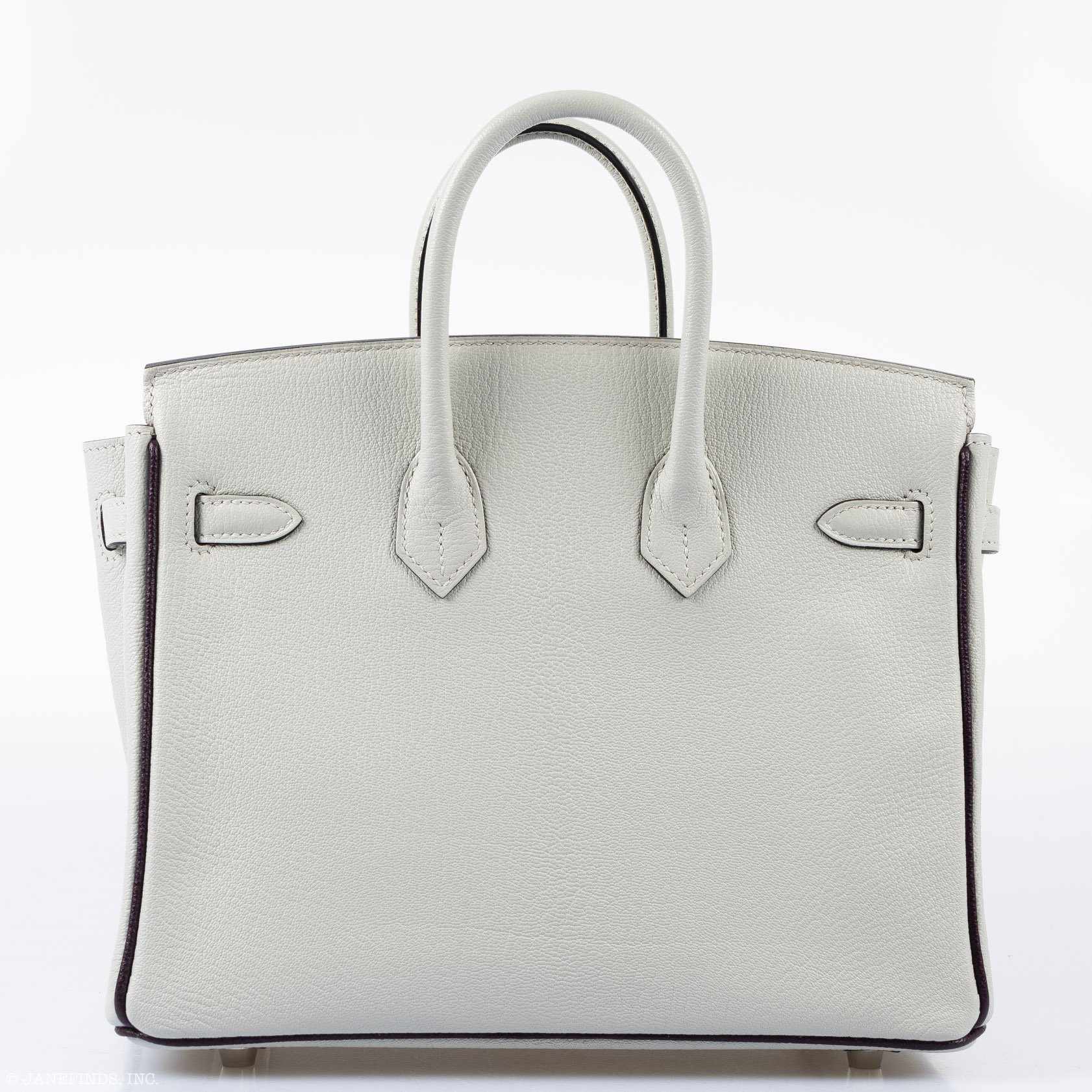 HermÃƒÆ’Ã‚Â¨s Birkin 25 HSS Bi-Color Gris Perle and Raisin Chevre Brushed Palladium Hardware - Special Edition